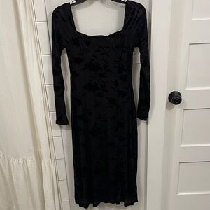 Midi Black Long Sleeve Dress
